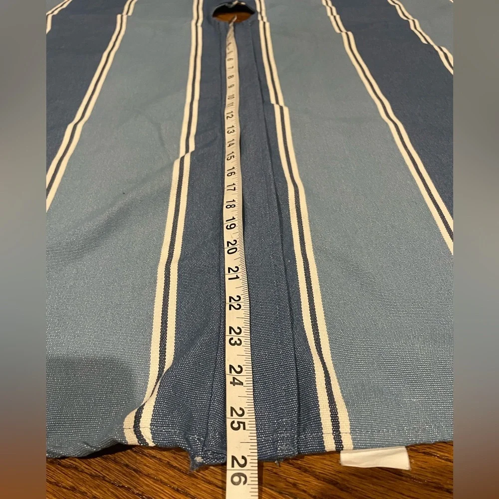 Pottery Barn Awning Stripe Outdoor Umbrella Round Tablecloth Blue 55